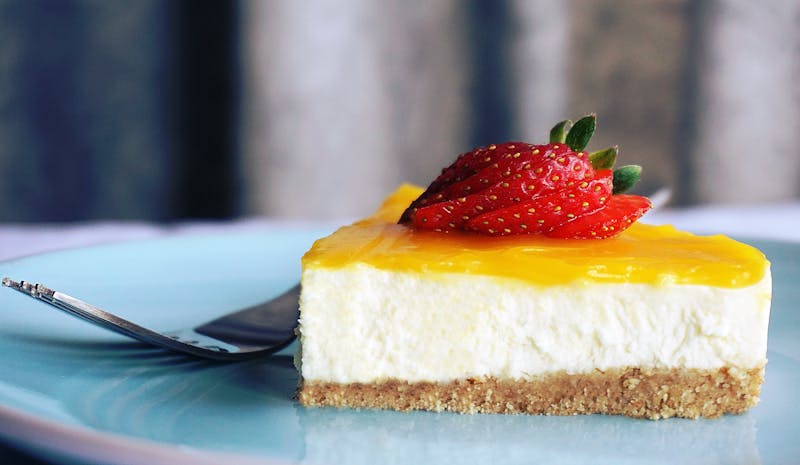 Slice of classic New York style cheesecake